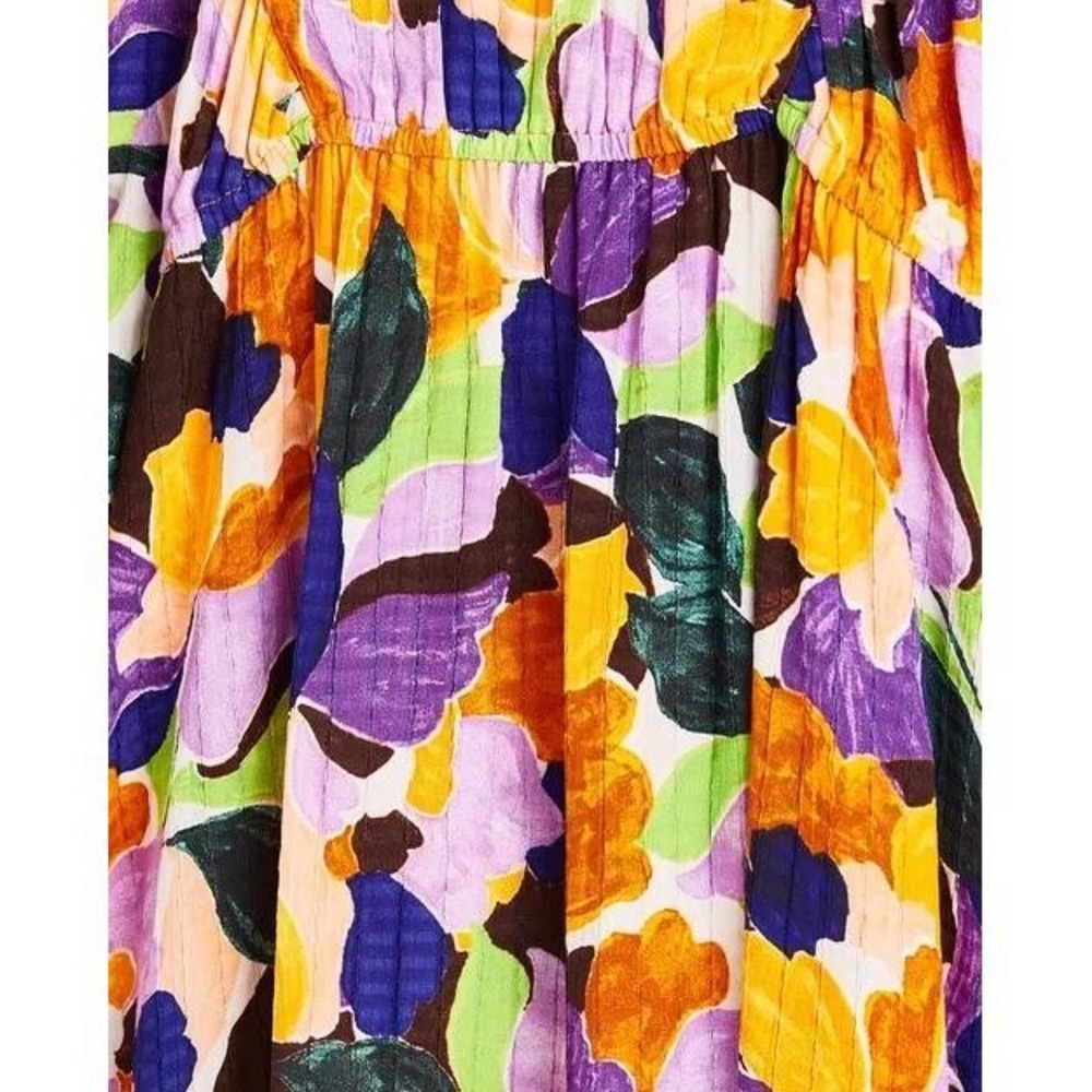 Oliver Bonas Size 10 Abstract Petal Floral Midi Dress New With Tags Light Weight - Picture 2 of 12
